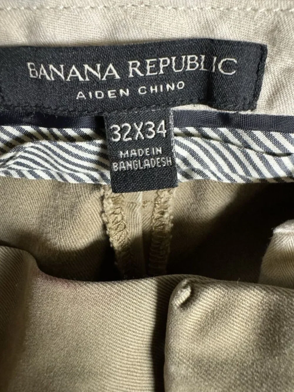 Banana Republic Aiden Chino Pants Men’s 32x34 Khaki Straight Leg Cotton